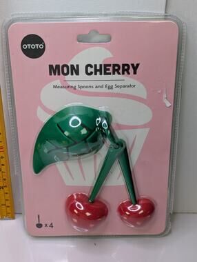 OTOTO Mon Cherry Measuring Spoons & Egg Separator 4-Piece Set New Sealed